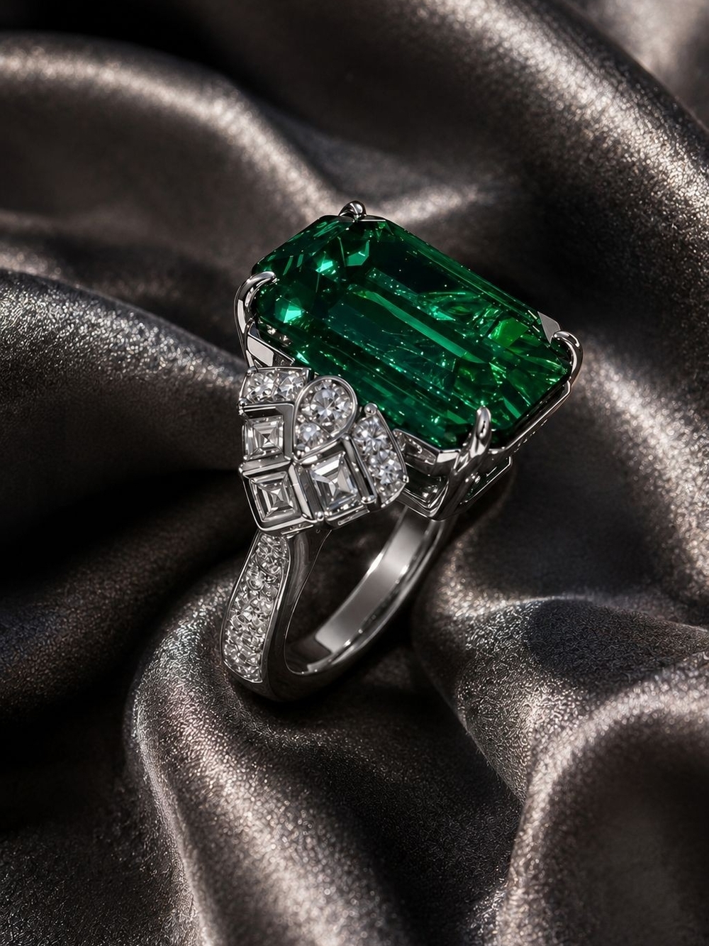 Emerald Green Statement Cocktail Ring - Women Jewelry